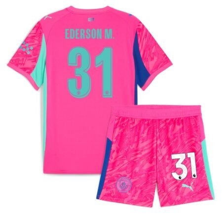 Kit Infantil Manchester City Ederson M. #31 Rosa 2025/26 Unissex