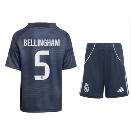 Kit Infantil Real Madrid Azul Bellingham #5 2025/26 Away Unissex