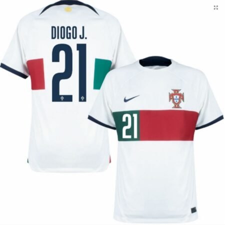 Camisa Portugal Diogo Jota #21 Branca Copa 2022 Away