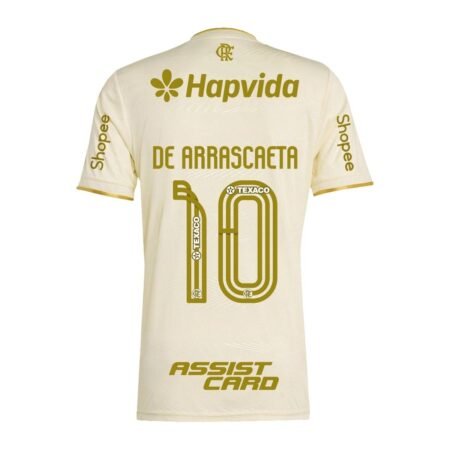 Camisa Flamengo Creme 3 2025/26 Arrascaeta Todos os Patrocínios