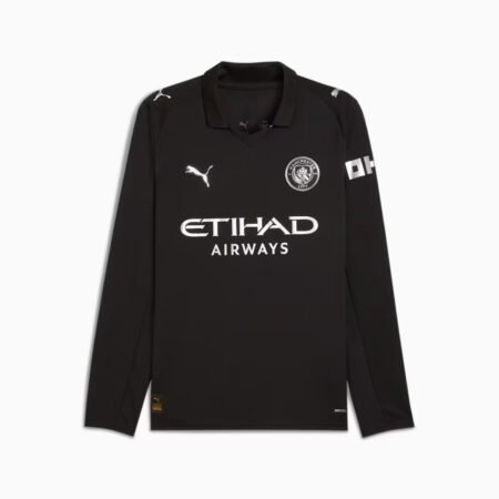 Camisa Manchester City Preta 2025/26 Away II Manga Longa