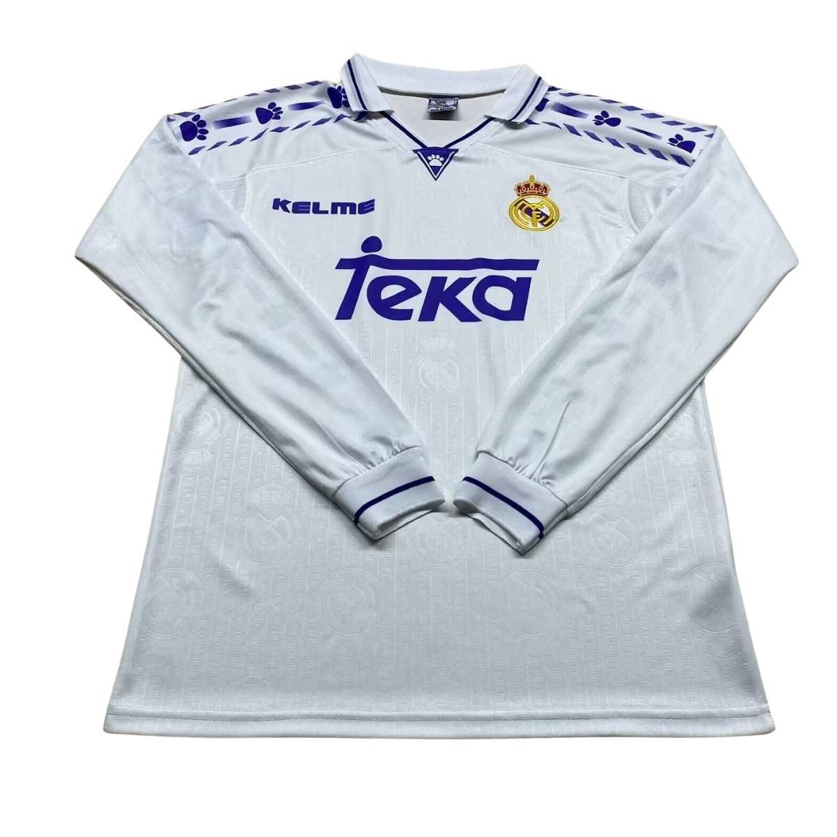camisa-real-madrid-branca-1996-97-home-manga-longa Camisa Real Madrid Branca 1996/97 Home Teka Manga Longa