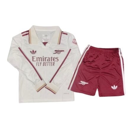 Kit Infantil Arsenal Bege 2025/26 Third Manga Longa