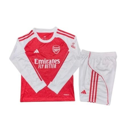 Kit Infantil Arsenal Vermelho 2025/26 Home Manga Longa