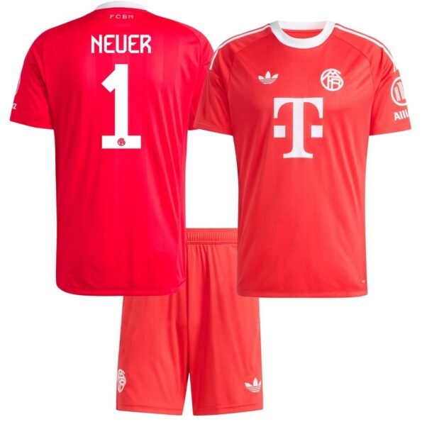 Kit Infantil Bayern de Munique Vermelho Neuer #1 2025/26 Goleiro