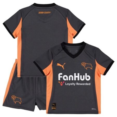 Kit Infantil Derby County Preto 2025/26 Away Unissex