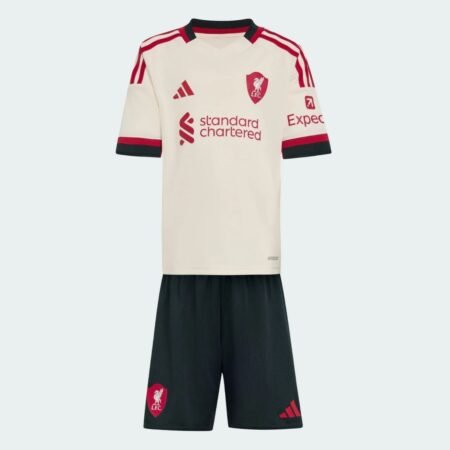 Kit Infantil Liverpool Bege 2025/26 Away Unissex