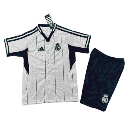 Kit Infantil Real Madrid Basebol Branco 2025 Botões Unissex