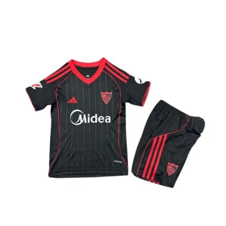 Kit Infantil Sevilla Preto 2025/26 Third Unissex