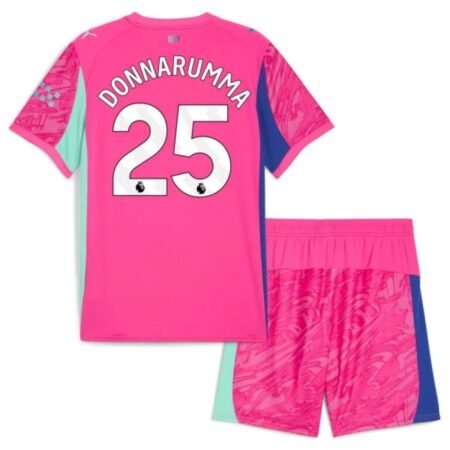 Kit Infantil Manchester City Donnarumma #25 Rosa Goleiro 2025/26 Unissex