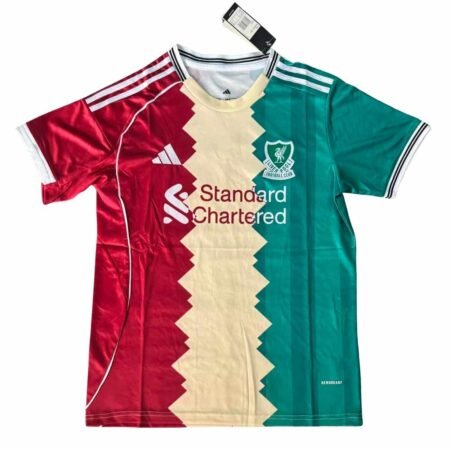 Camisa Liverpool FC Trickot Bege/Vermelha/Verde 2025/26 Masculina