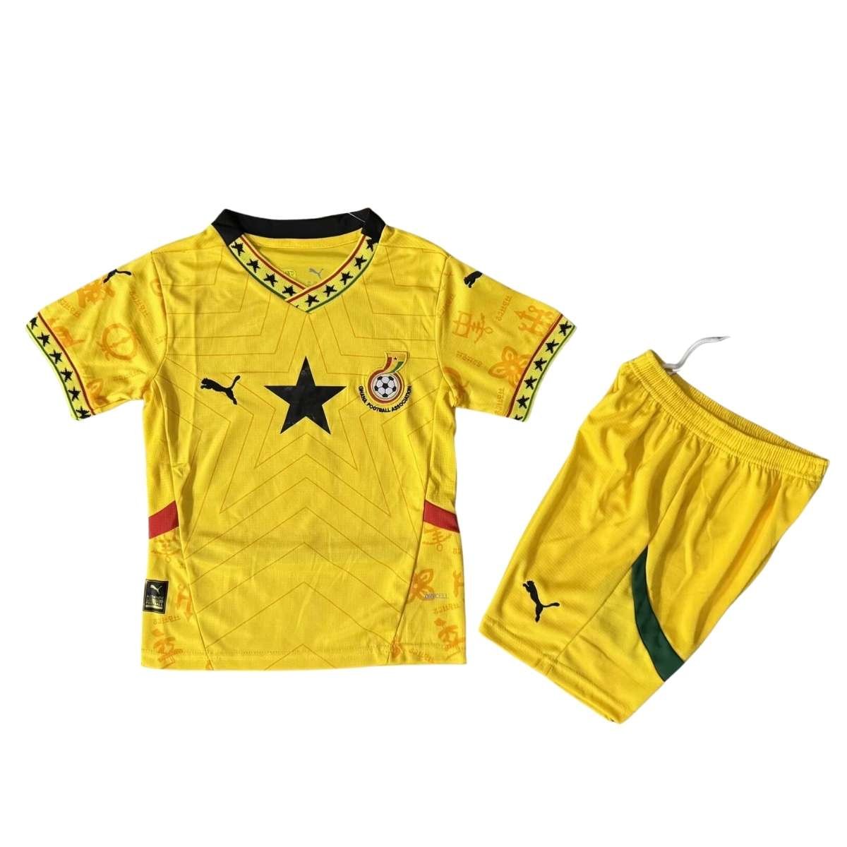 kit-infantil-SELECAO-GANA-AMARELO-2025-AWAU-unissex Kit Infantil Seleção de Gana Amarelo 2025/26 Away Unissex