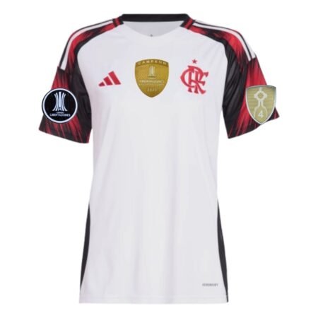 Camisa do Flamengo Campeão Libertadores 2025 Branca Reserva Feminina
