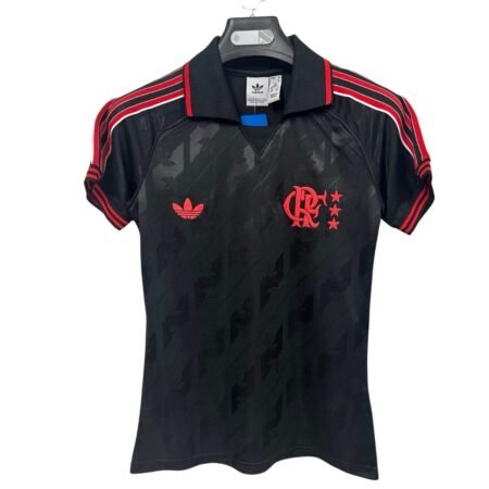 Camisa Flamengo Lifestyler Preta Polo 2025/26 Feminina