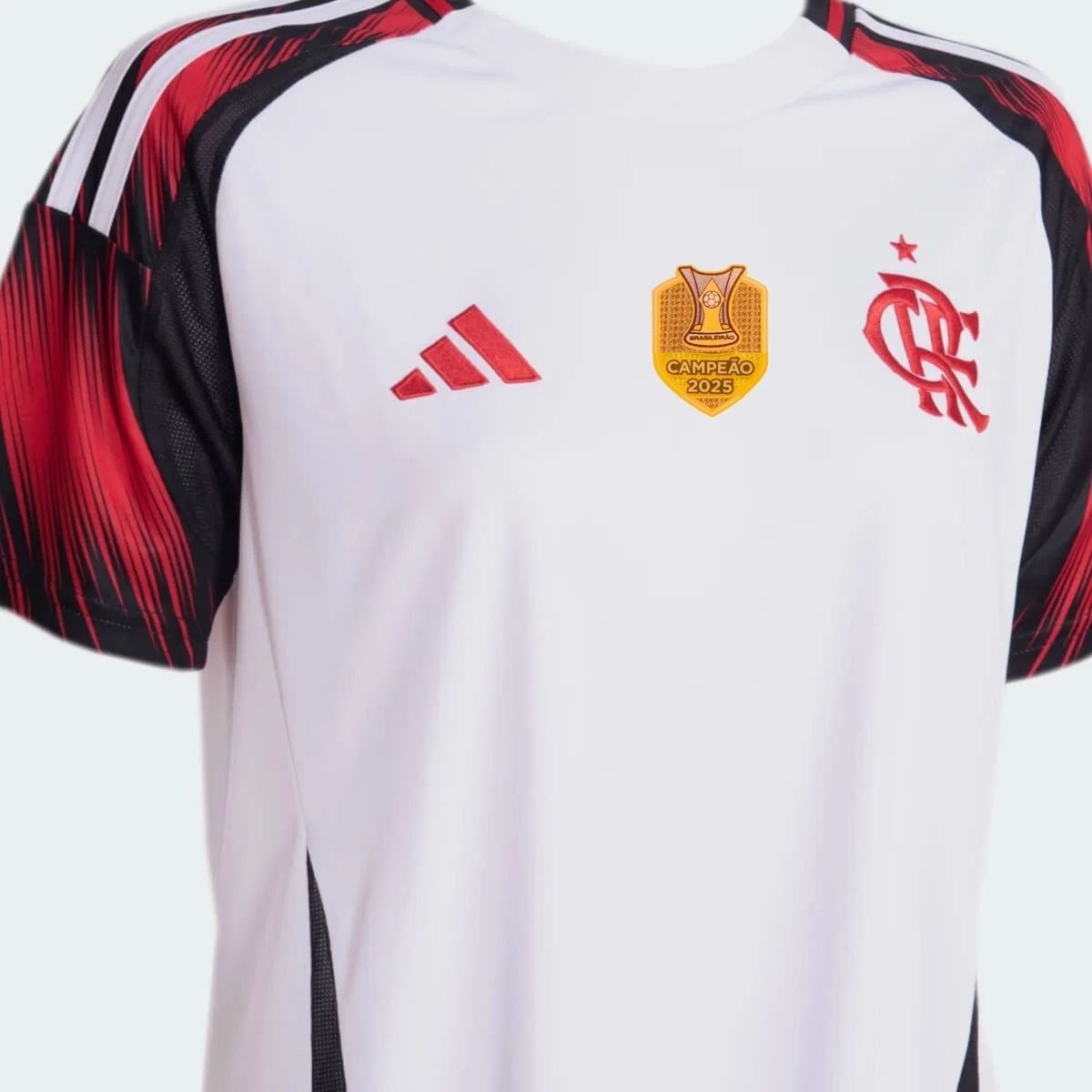 camisa-flamengo-branca-reserva-camepao-brasileiro-2025-feminina (2) Camisa do Flamengo Campeão Brasileiro 2025 Branca Reserva Feminina