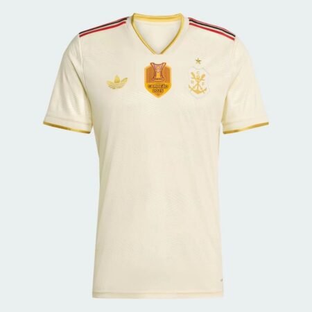 Camisa do Flamengo Campeão Brasileiro 2025 Creme Terceira Masculina