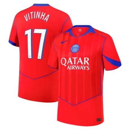 Camisa PSG Vermelha Vitinha #17 2025/26 Third III Masculina