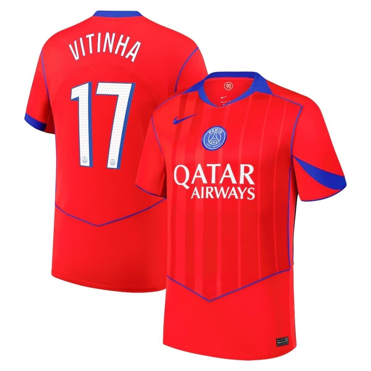 camisa-vermelho-2025-26-vitinha-third-iii-masculina Camisa PSG Vermelha Vitinha #17 2025/26 Third III Masculina