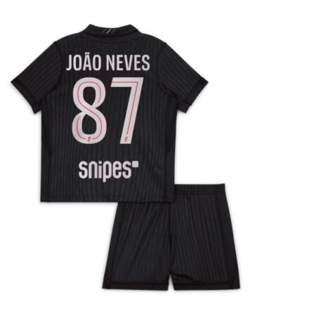 Kit Infantil PSG Azul Escuro João Neves #87 2025/26 Fourth IV Unissex