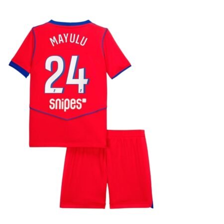 Kit Infantil PSG Vermelho Mayulu #24 2025/26 Third III Unissex