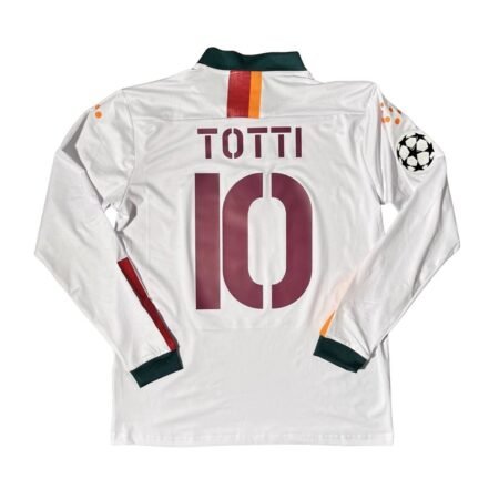 Camisa AS Roma UCL Branca TOTTI #10 2004/05 Away II Manga Longa