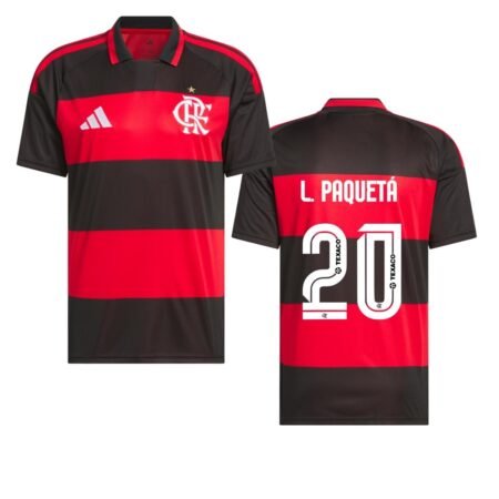 Camisa L. Paquetá #20 Flamengo Vermelha 2026/27 Titular I Masculina