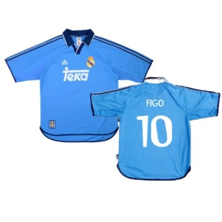 Camisa Real Madrid Figo #10 Azul 2000/01 Teka Third III Masculina
