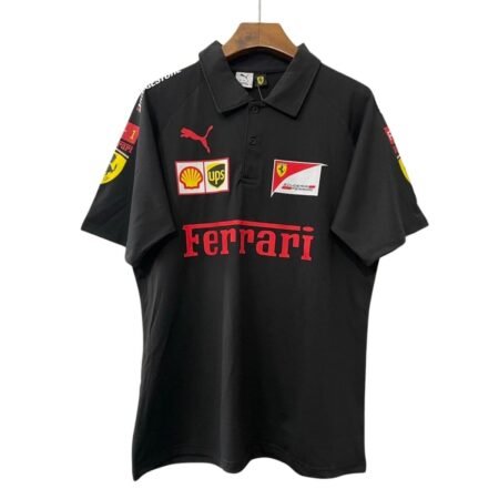 Camisa Scuderia Ferrari Team F1 Preta 2025/26 Polo Masculina