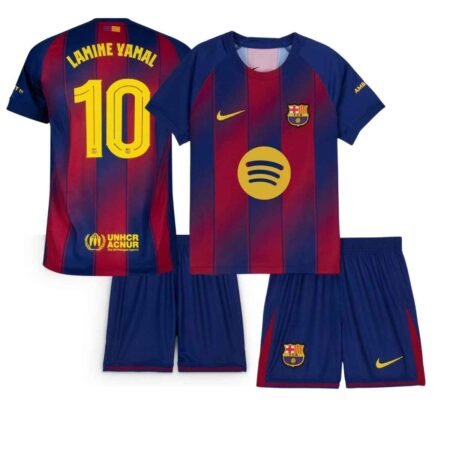 Kit Infantil Barcelona Vermelho Lamine Yamal #10 2025/26 Home I Unissex
