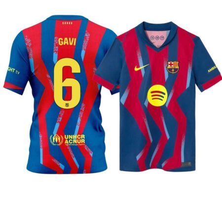 Camisa Barcelona Azul/Vermelho Gavi #6 2025/26 Fourth IV Masculina