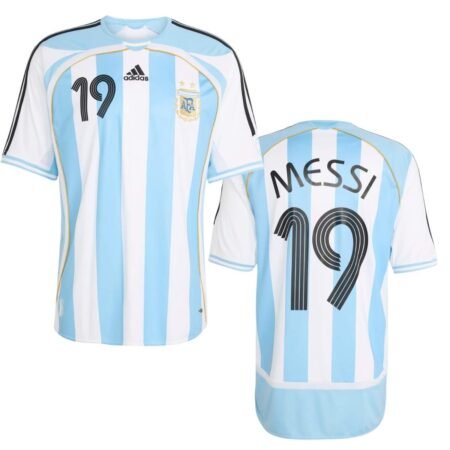 Camisa Argentina Messi #19 Azul/Branco Retrô 2006 Home Masculina