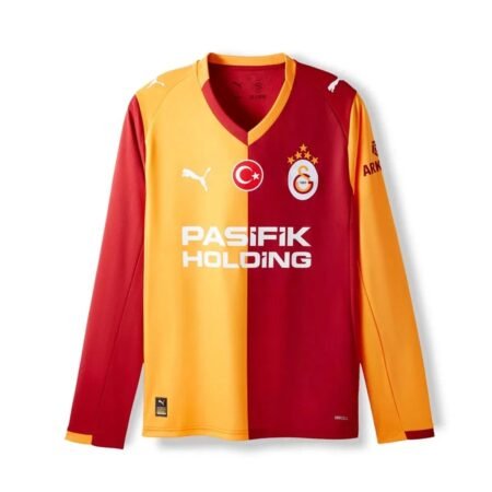 Camisa Galatasaray Laranja 2025/26 Home I Manga Longa Masculina