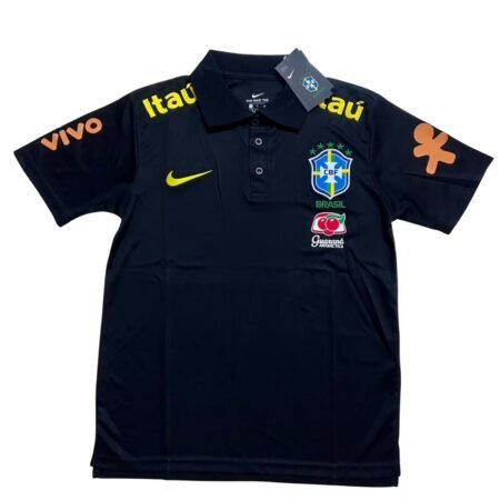 Camisa Brasil Polo Preta Viagem 2026/27 Patrocínios Masculina