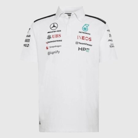 Camisa Mercerdes Benz AMG F1 Branca 2026/27 Polo Masculina