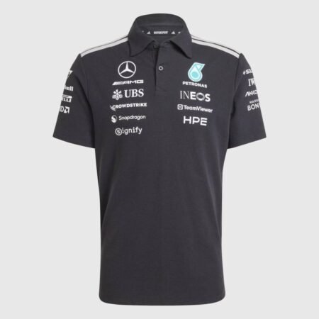 Camisa Mercerdes Benz AMG F1 Preta 2026/27 Polo Masculina