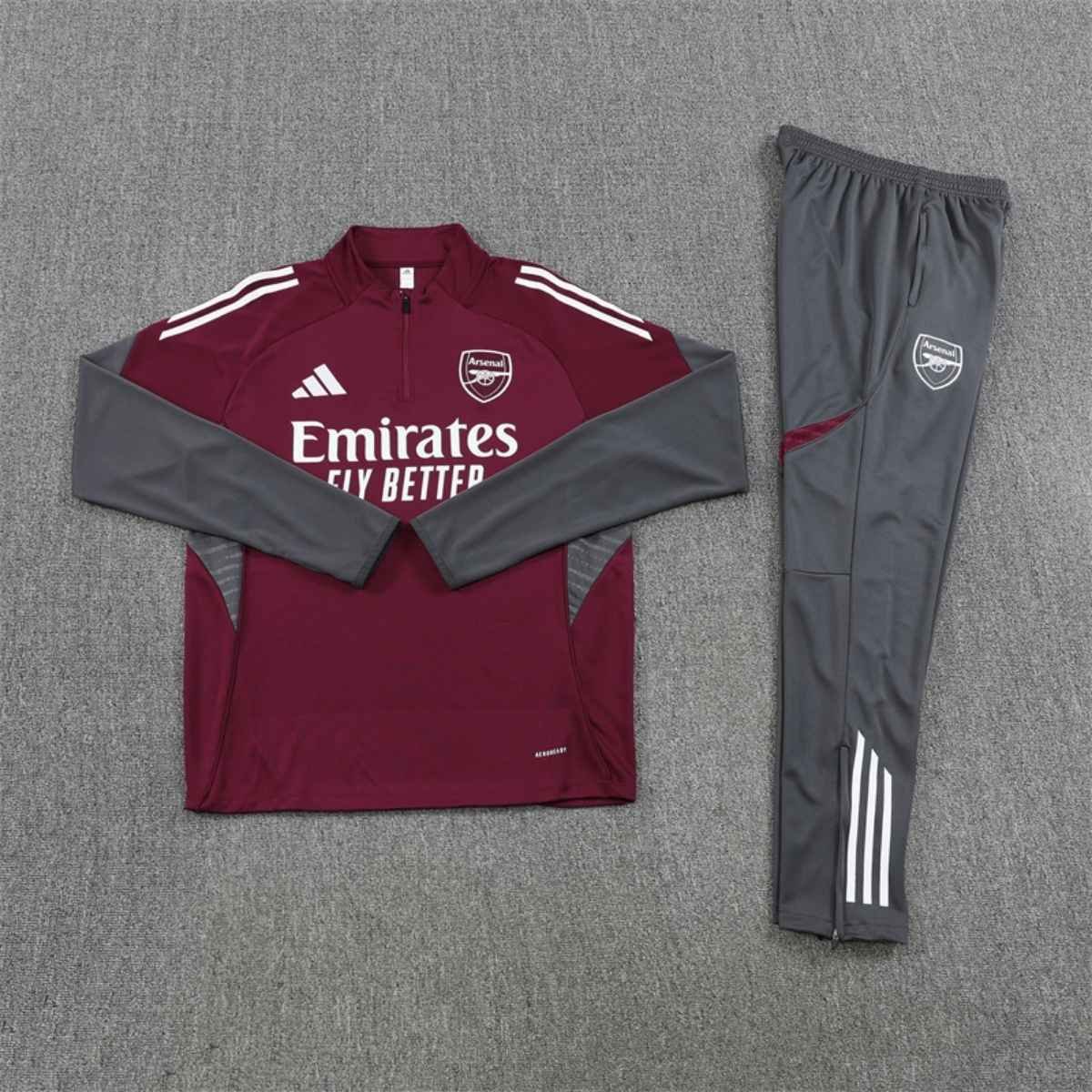 kit-treino-Arsenal-2025-26-vinho-cinza-masculino (2) Conjunto Treino Arsenal Calça e Jaqueta Vinho 2025/26 Masculina
