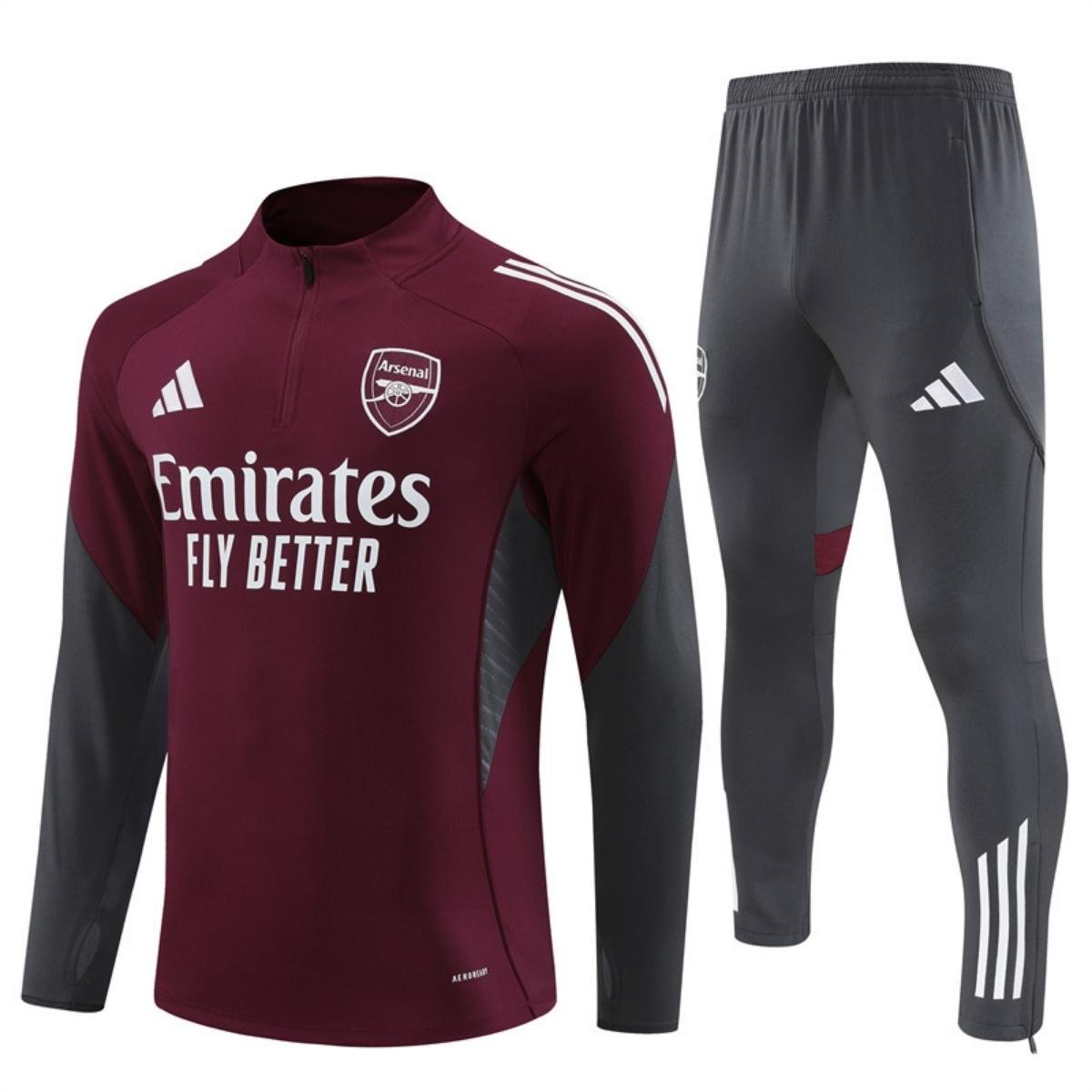 kit-treino-Arsenal-2025-26-vinho-cinza-masculino Conjunto Treino Arsenal Calça e Jaqueta Vinho 2025/26 Masculina