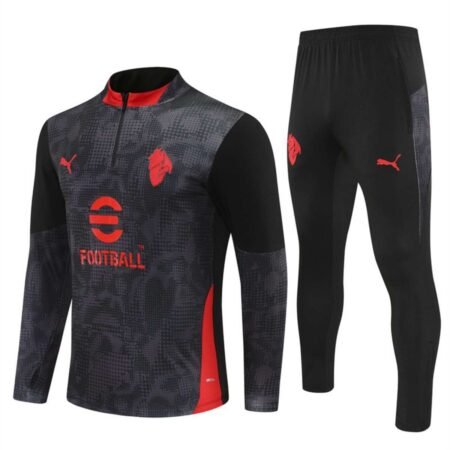 Conjunto Treino Ac Milan Calça e Jaqueta Cinza/Preta 2025/26 Masculina