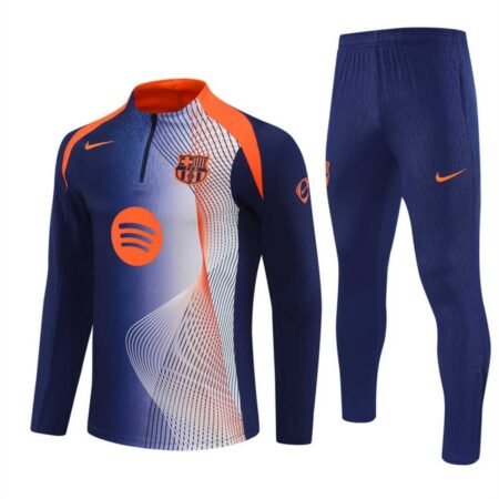 Conjunto Treino Barcelona Calça e Jaqueta Azul/Laranja 2025/26 Jogador