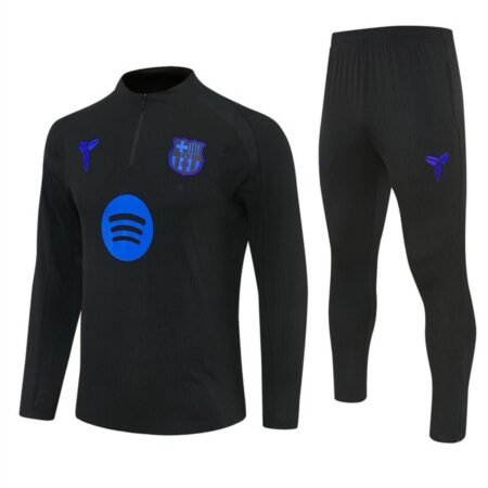 Conjunto Treino Barcelona Calça e Jaqueta Preto/Azul 2025/26 Jogador Masculina