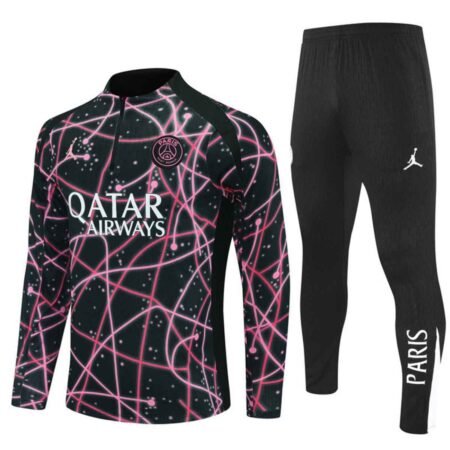 Conjunto Treino PSG Calça e Jaqueta Preto/Rosa 2025/26 Masculina