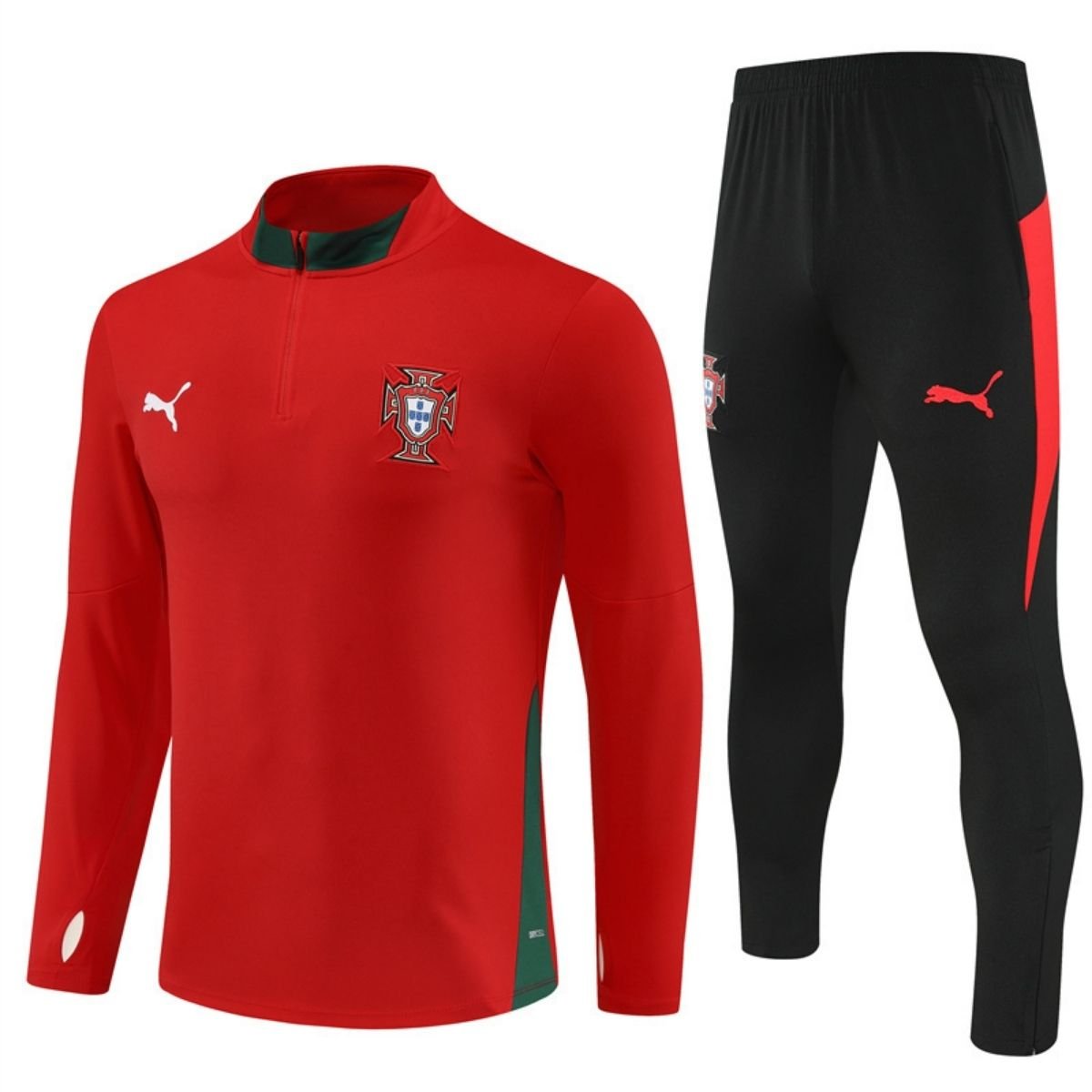 kit-treino-portugal-2025-26-vermelha-preto-masculino Conjunto Treino Portugal Calça e Jaqueta Vermelho 2025/26 Masculino