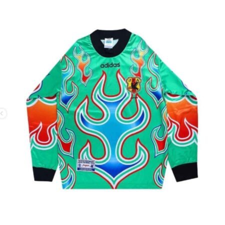 Camisa Japão Verde Goleiro Chamas 1998 Manga Longa Masculina