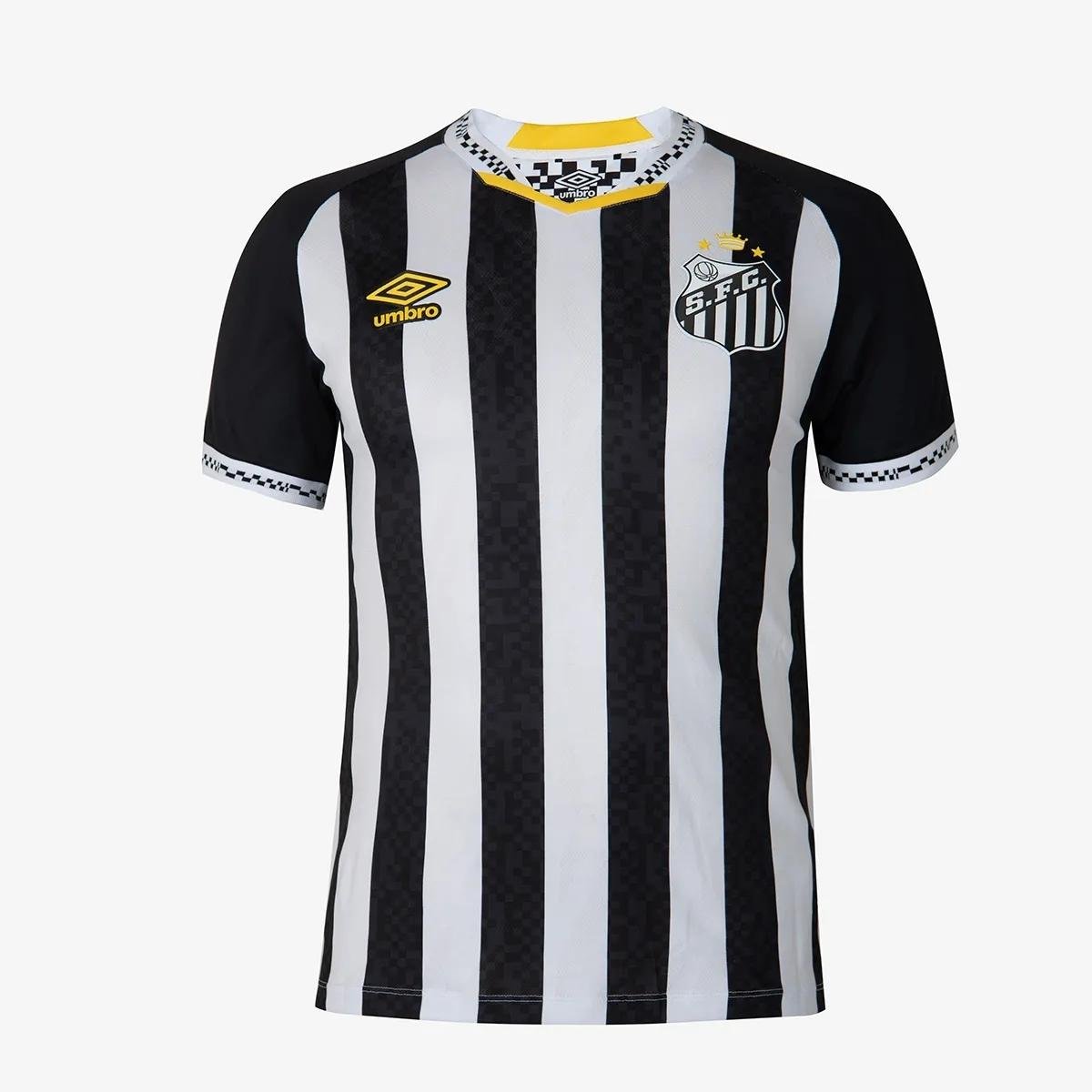 camisa-santos-branca-preta--2025-26-reserva-ii-masculina Camisa Santos FC Preta Listrada 2025/26 Reserva II Masculina