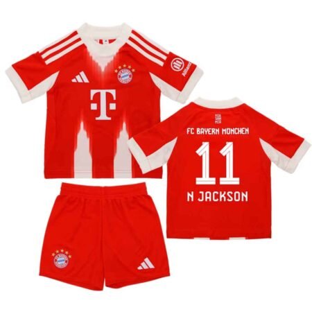 Kit Infantil Bayern de Munique Vermelha N. Jackson #11 2025/26 Home Unissex