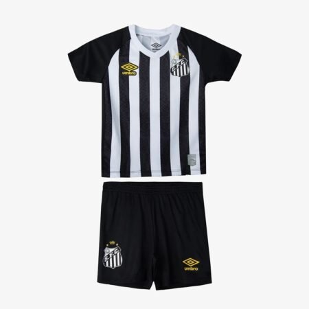 Kit Infantil Santos FC Preta Listrada 2025/26 Reserva II Unissex