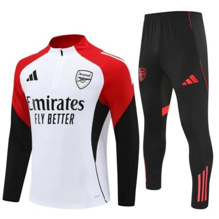 Conjunto Treino Arsenal Calça e Jaqueta Branco/Vermelho 2025/26 Masculina
