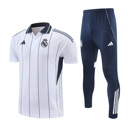 Conjunto Viagem Real Madrid Camisa Polo e Calça Branco 2025/26 Masculino