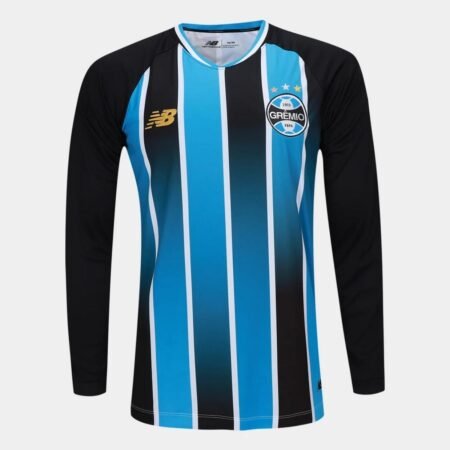 Camisa Grêmio Azul Tricolor 2026/27 Titular I Manga Longa Masculina