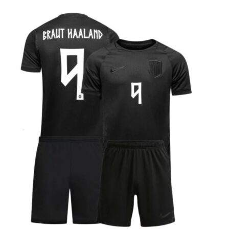 Kit Infantil Noruega Preta Haaland #9 Copa 2026/27 Away II Unissex